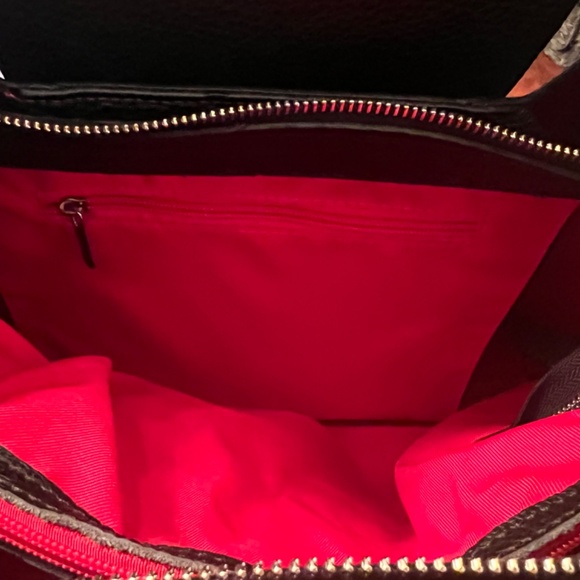Black Leather Tote with Red Interior (Fredric T) - Picture 2 of 3